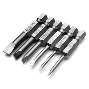 6pcs 50mm 2.0-6.0mm Flat Head Slotted Tip Screwdrivers Bits