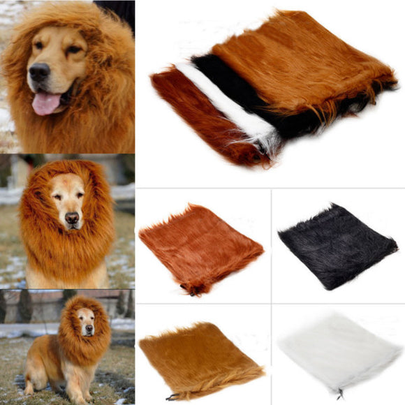 Pet Lion Mane Wig Halloween Costume Clothes for Large Dog Cat 80cm