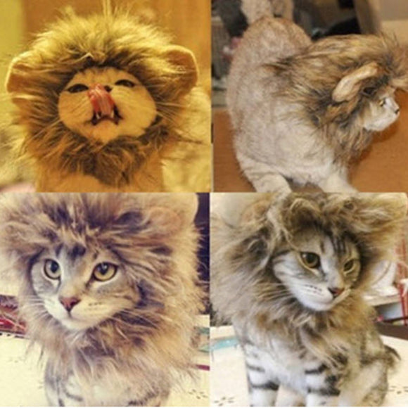 S Pet Dog Cat Artificial Lion Mane Wig Halloween Costume