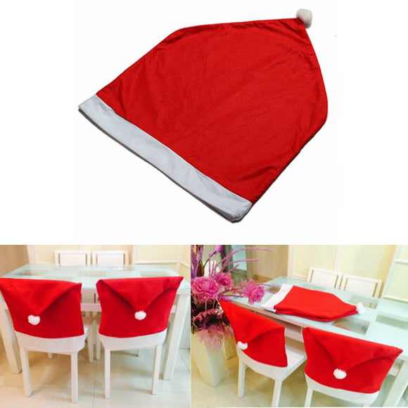 Christmas Santa Clause Red Hat Chair Cover Christmas Dinner Decor