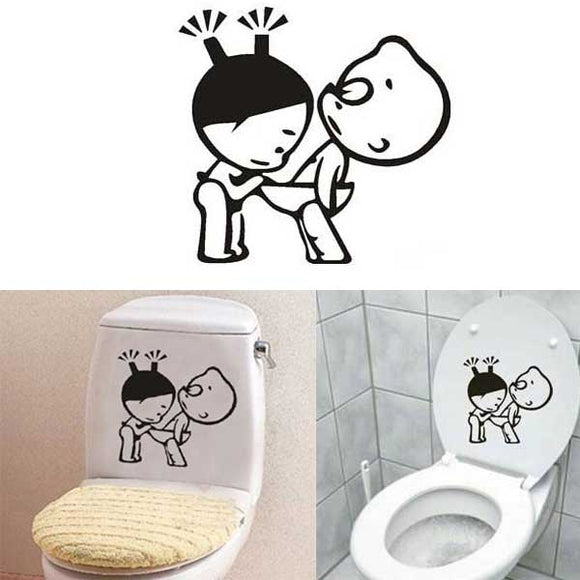 Funny Boy & Girl Bathroom Wall Sticker Toliet Glass Door Decoration