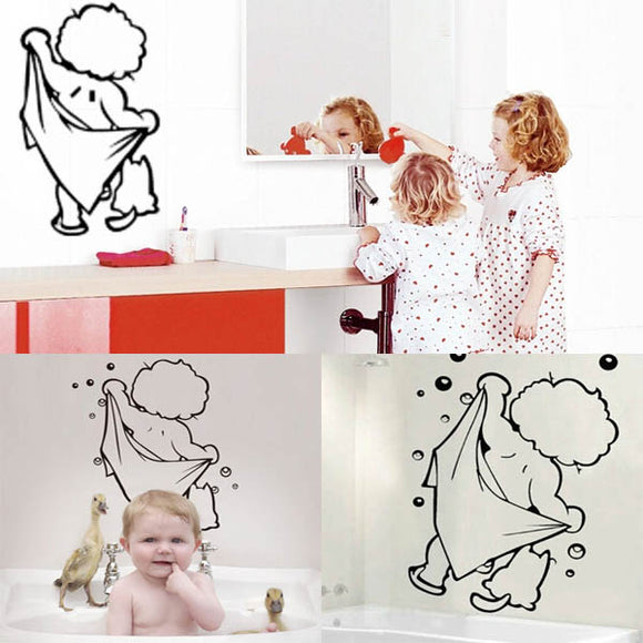 Cute Baby Shower Pattern Sticker Bathroom Glass Door Wall Decoration