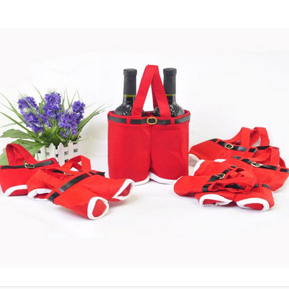 Red Nylon Santa Pants Candy Bags For Christmas Gift Multifunction Bar Accessories