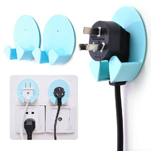 Plastic Adhesive Plug Hook Bathroom Power Plug Socket Holder