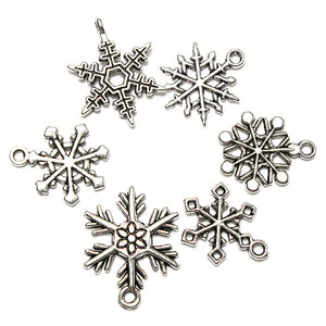 Mixed Christmas Charms Snowflake Pendant Tibetan Silver Home Decor