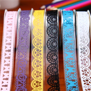 5Pcs DIY Lace Paper Tape Masking Adhesive Sticky Decor