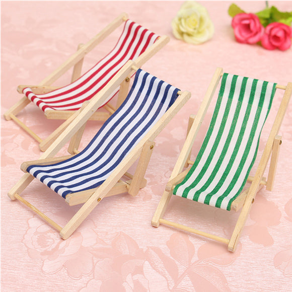 Lovely Dollhouse 1:12 Scale Miniature Foldable Wooden Deckchair