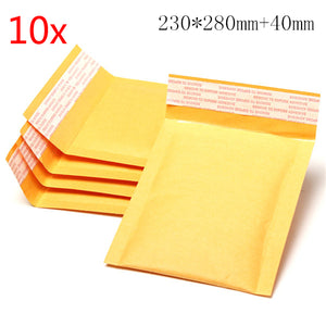 10pcs 230*280mm+40mm Bubble Envelope Yellow Color Kraft Paper Bag Mailers Envelope