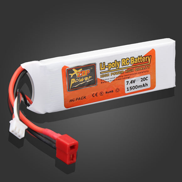 ZOP Power 7.4V 1500mAh 2S 20C Lipo Battery T Plug for WLtoys 12428 A959-B Car