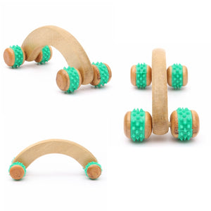 Fitness Wooden Roller Body Neck Back Leg Waist Manual Massager