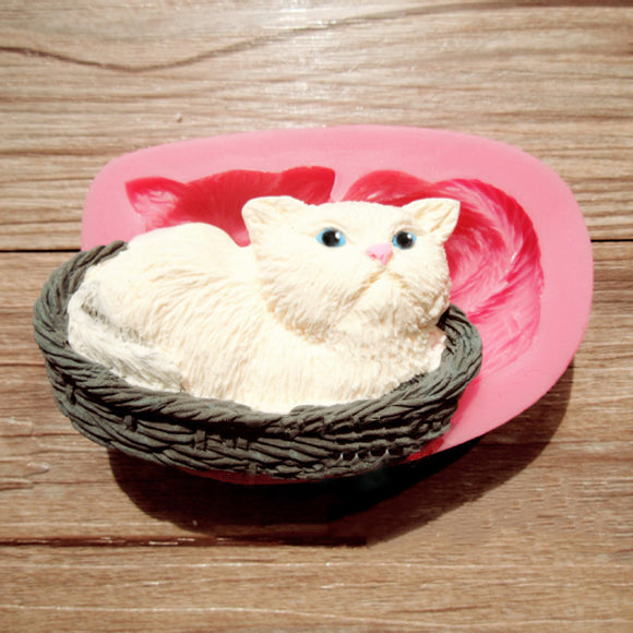 3D Cat Silicone Fondant Mold Chocolate Polymer Clay Mould