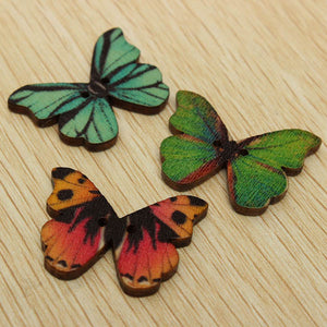 100pcs Mixed Butterfly Wooden Children Garment Sewing Buttons