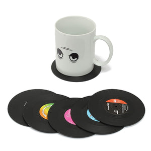 6pcs Vinyl Record Coaster Coffee Mug Holder Cup Mat Retro Placemat