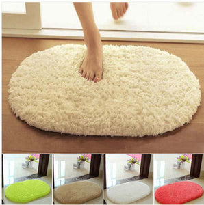 40x60cm Lint Plush Non Slip Absorbent Bathroom Mat Oval Kitchen Carpet Rug