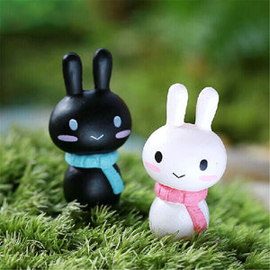 DIY Micro Landscape Assembled Ornament Couple Scarves Rabbit Decor