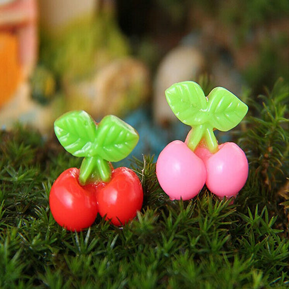 DIY Miniature Simulation Cherry Ornaments Potted Plant Garden Decor