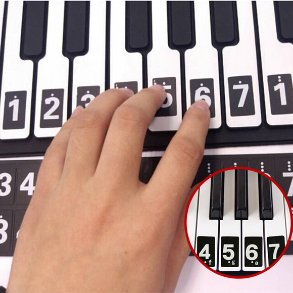 Piano keyboard music note sticker lesson key decal learn teach play 52 labels