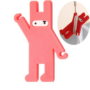 Cute Rubber Rabbit Headset Earphone Collator Wire Bobbin Winder