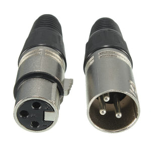 Male and Female 3-Pin XLR Microphone Audio Cable Plug Connectors