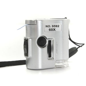 60X Mini Pocket Magnifier Microscope Loupe With LED UV Light