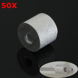 50pcs Aluminum Round Ferrule Crimp Stop Sleeve For 1/16Inch Wire Rope