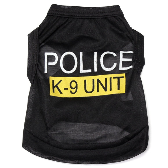 Fashion Police K-9 Unit Puppy Dog T-Shirts Pet Summer Clothes Apparel Costumes