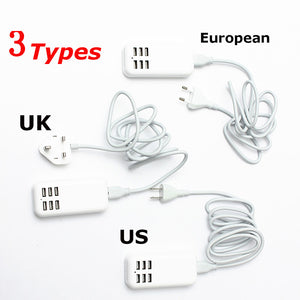 US UK EU AC Power 6 Port USB Wall Charger 1.4M with Power Cable