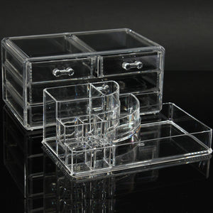 Clear Acrylic Cosmetic Display Storage Organizer Container with 4 Drawers