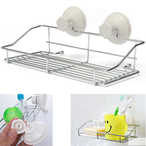 Chrome Bathroom Storage Rack Toilet Sundries Holder Shelf Basket With Suction Cup