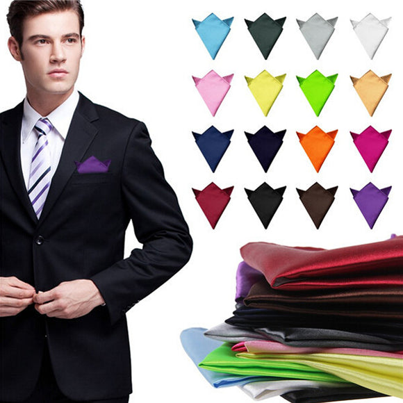 2pcs Satin Silk Men Suit Pocket Square Handkerchief Banquet Wedding Hanky