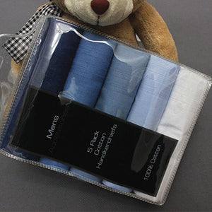 5pcs Handmade Cotton Square Men Handkerchief Pure Color Pocket Hankies