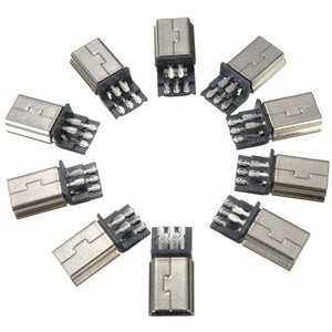 10pcs Mini USB 5Pin Male SMT SMD Plug Soldering Jack Connector Metal Socket