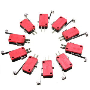 10pcs Roller Lever Arm Micro Switch AC 250V HV-156-1C25