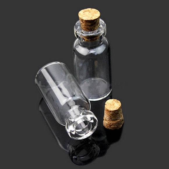 50Pcs 10x18mm Mini Clear Wishing Message Glass Bottles Vials With Cork