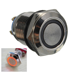 12mm 2A/36VAC Metal  Push Button Switch WaterProof Flat LED Lighted Switch