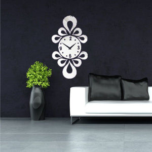 Acrylic 3D DIY Removable Flower Clock Mirror Wall Sticker