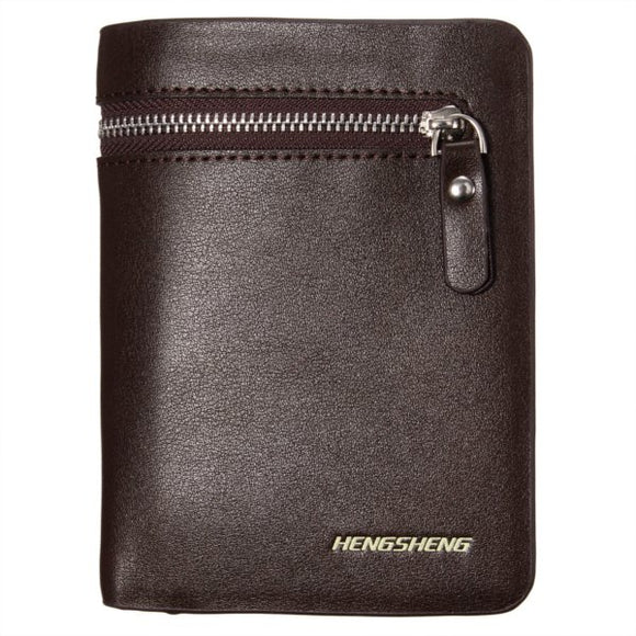 HENGSHENG Brand PU Leather Men's Bifold Wallet Credit ID Card Holder Businessman Purse