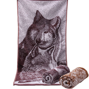 34*73cm Wolves Printed Cotton Bath Towel Soft Absorbent Washcloth