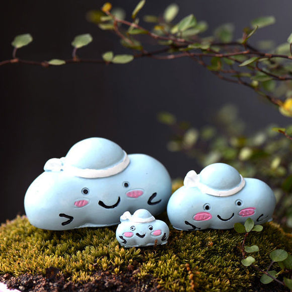 3pcs Mini Resin Blue Cloud Micro Landscape Garden DIY Decoration