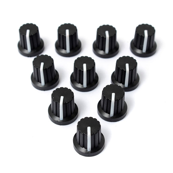 10pcs 6mm Shaft Hole Dia Plastic Threaded knurled Potentiometer Knobs Caps