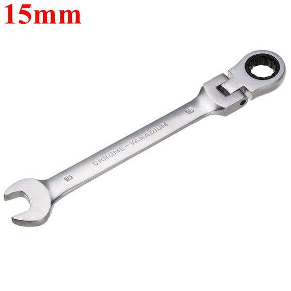 15mm Metric Chrome Flexible Head Ratchet Action Wrench Spanner Nut Tool