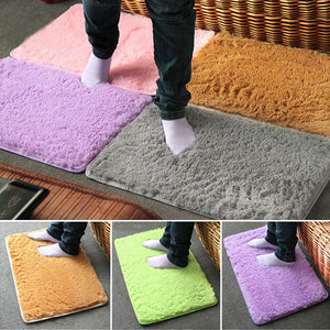 40x60cm Pleuche Non-slip Bedroom Rug Absorbent Dustproof Plush Bath Mat