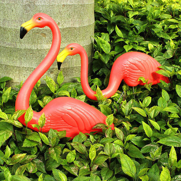 2pcs Garden Decoration Artificial Red Flamingos Courtyard Landscape Ornament