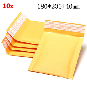 10pcs 180*230mm+40mm Bubble Envelope Yellow Color Kraft Paper Bag Mailers Envelope