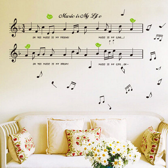 Black Music Note Removable Decal Home Room Decor Art Wall Sticker Wallpaper