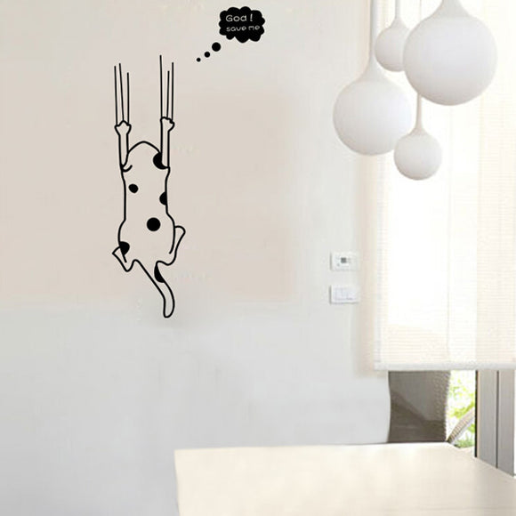 Cartoon Black White Cat Wall Sticker Home Decor Refrigerator Kitchen Cabinet Wallpaper