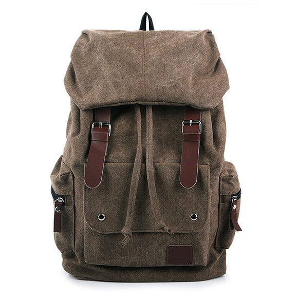 Men And Women Canvas Backpack Leisure Drawstring Rucksack Students School Bags