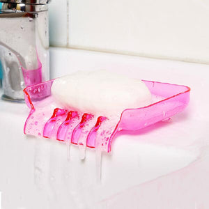 Bathroom Waterfall Soap Dish Clear Color Sponge Holder Storage Tray With Two Sucker