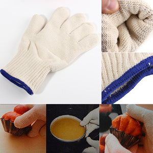 1Pcs Heat Resistant Heatproof Cotton Gloves BBQ Oven Kitchen Gloves