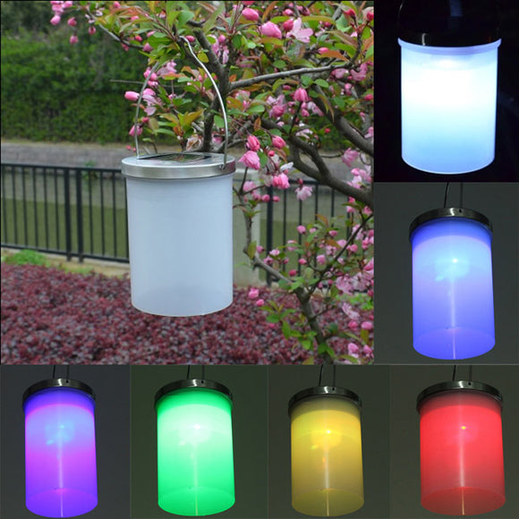 Solar Power Gaden Hanging Lantern Light Outdoor Lawn Cylinder LED Lamp